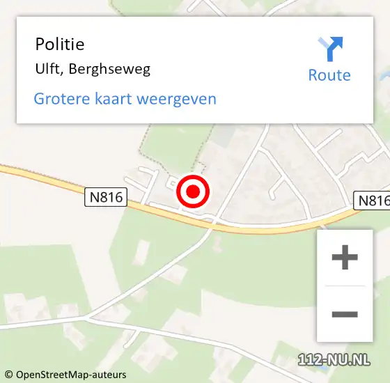 Locatie op kaart van de 112 melding: Politie Ulft, Berghseweg op 8 mei 2022 02:34