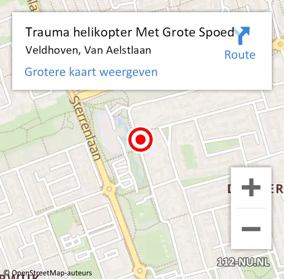 Locatie op kaart van de 112 melding: Trauma helikopter Met Grote Spoed Naar Veldhoven, Van Aelstlaan op 8 mei 2022 02:40