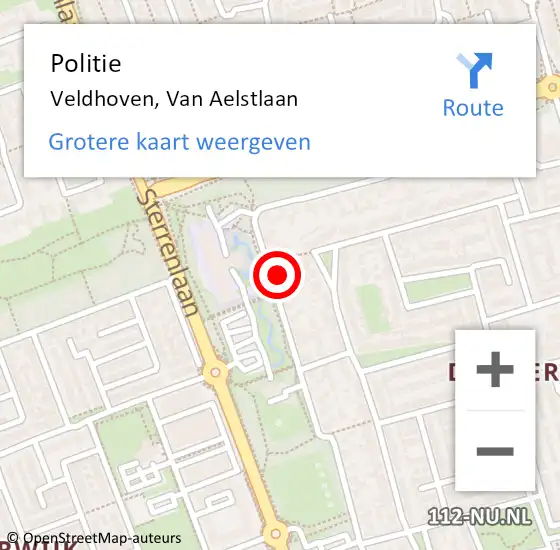 Locatie op kaart van de 112 melding: Politie Veldhoven, Van Aelstlaan op 8 mei 2022 02:47