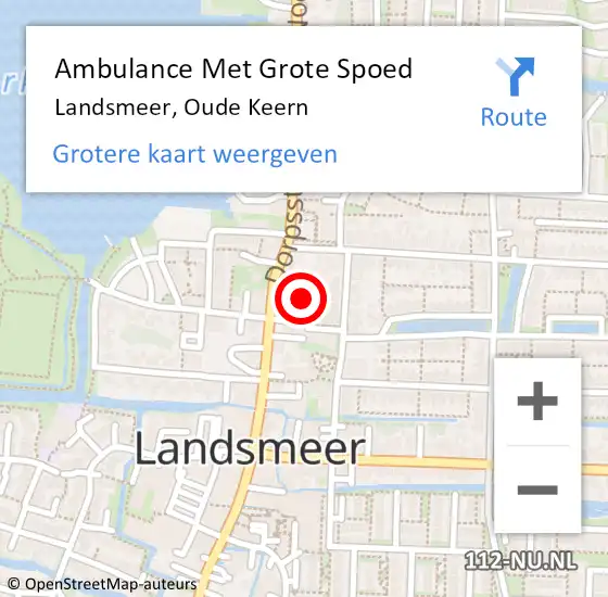 Locatie op kaart van de 112 melding: Ambulance Met Grote Spoed Naar Landsmeer, Oude Keern op 8 mei 2022 02:58