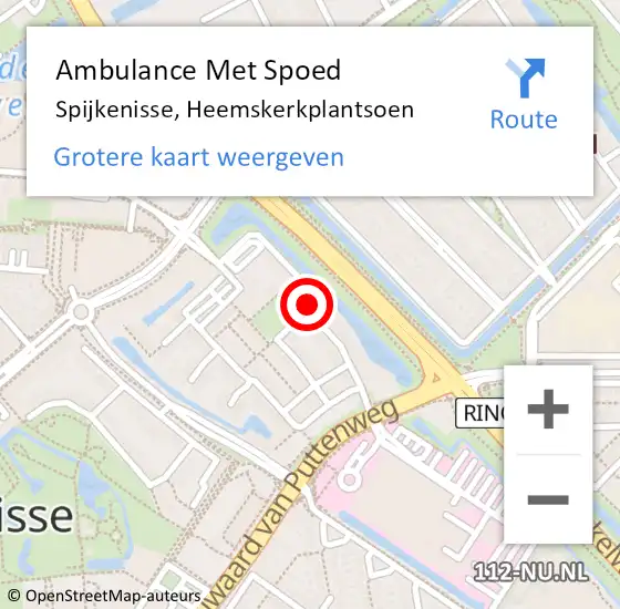 Locatie op kaart van de 112 melding: Ambulance Met Spoed Naar Spijkenisse, Heemskerkplantsoen op 8 mei 2022 03:29