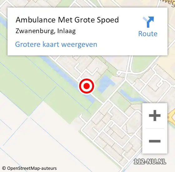 Locatie op kaart van de 112 melding: Ambulance Met Grote Spoed Naar Zwanenburg, Inlaag op 8 mei 2022 03:49