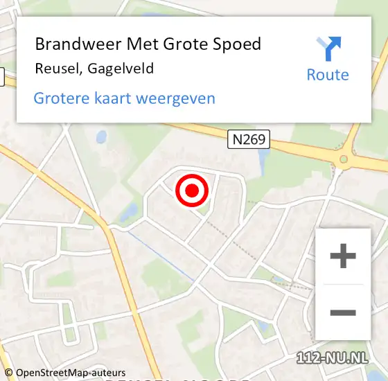 Locatie op kaart van de 112 melding: Brandweer Met Grote Spoed Naar Reusel, Gagelveld op 8 mei 2022 04:38