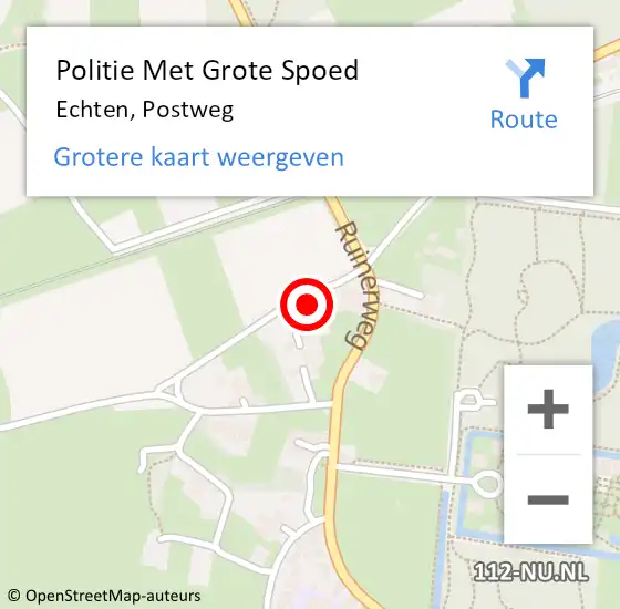 Locatie op kaart van de 112 melding: Politie Met Grote Spoed Naar Echten, Postweg op 8 mei 2022 04:49