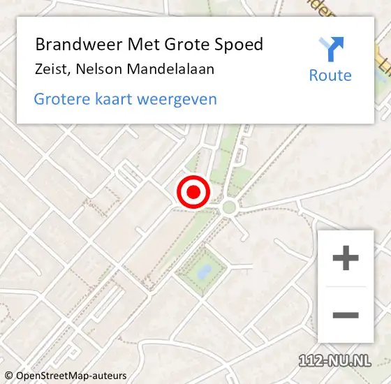 Locatie op kaart van de 112 melding: Brandweer Met Grote Spoed Naar Zeist, Nelson Mandelalaan op 8 mei 2022 05:05