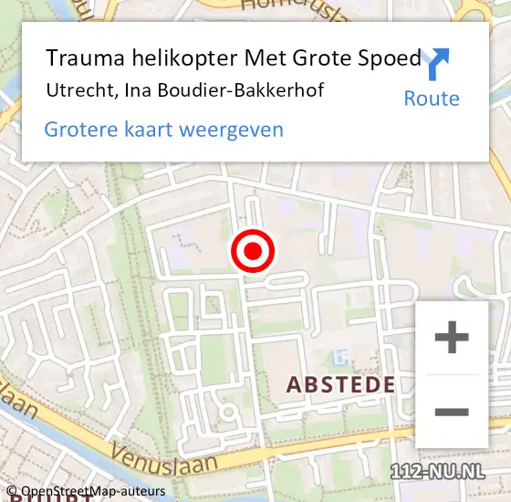 Locatie op kaart van de 112 melding: Trauma helikopter Met Grote Spoed Naar Utrecht, Ina Boudier-Bakkerhof op 8 mei 2022 05:08