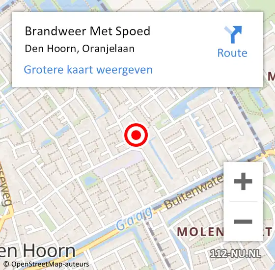 Locatie op kaart van de 112 melding: Brandweer Met Spoed Naar Den Hoorn, Oranjelaan op 8 mei 2022 05:58