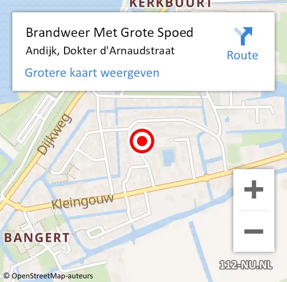 Locatie op kaart van de 112 melding: Brandweer Met Grote Spoed Naar Andijk, Dokter d'Arnaudstraat op 8 mei 2022 06:30