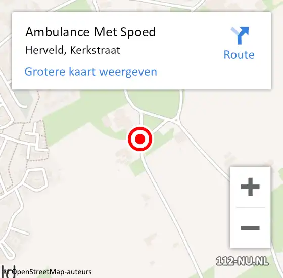 Locatie op kaart van de 112 melding: Ambulance Met Spoed Naar Herveld, Kerkstraat op 8 mei 2022 07:21