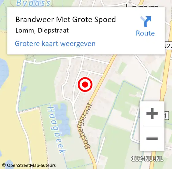 Locatie op kaart van de 112 melding: Brandweer Met Grote Spoed Naar Lomm, Diepstraat op 8 mei 2022 07:34