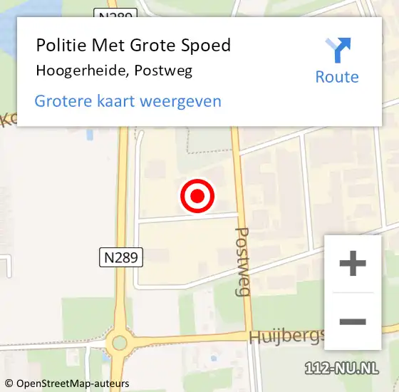 Locatie op kaart van de 112 melding: Politie Met Grote Spoed Naar Hoogerheide, Postweg op 8 mei 2022 07:50