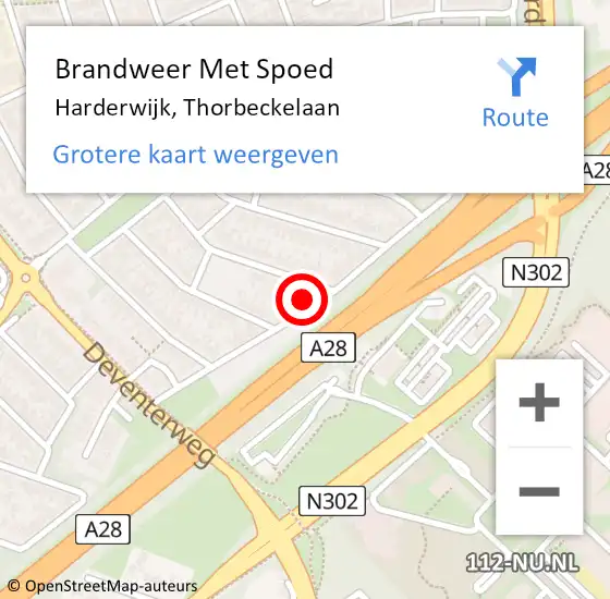 Locatie op kaart van de 112 melding: Brandweer Met Spoed Naar Harderwijk, Thorbeckelaan op 8 mei 2022 07:57