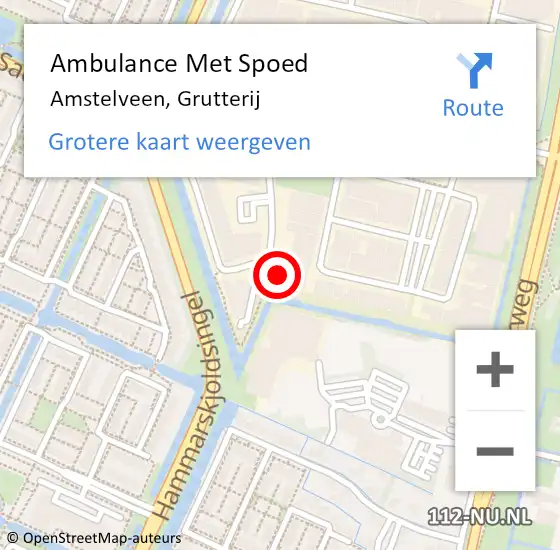 Locatie op kaart van de 112 melding: Ambulance Met Spoed Naar Amstelveen, Grutterij op 8 mei 2022 08:00