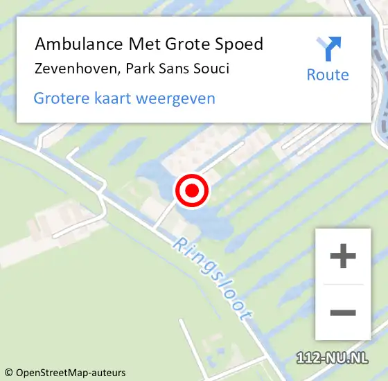 Locatie op kaart van de 112 melding: Ambulance Met Grote Spoed Naar Zevenhoven, Park Sans Souci op 8 mei 2022 08:04