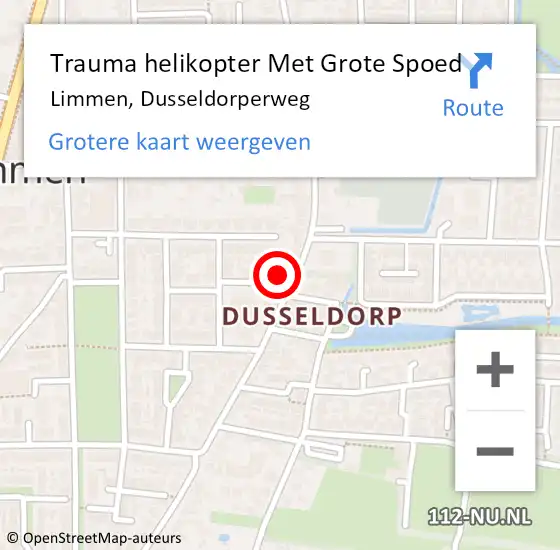 Locatie op kaart van de 112 melding: Trauma helikopter Met Grote Spoed Naar Limmen, Dusseldorperweg op 8 mei 2022 08:32