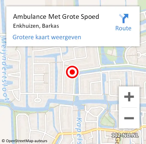 Locatie op kaart van de 112 melding: Ambulance Met Grote Spoed Naar Enkhuizen, Barkas op 8 mei 2022 08:48