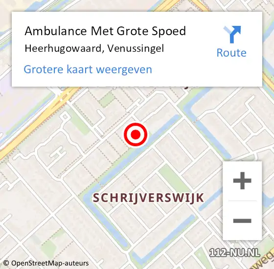 Locatie op kaart van de 112 melding: Ambulance Met Grote Spoed Naar Heerhugowaard, Venussingel op 8 mei 2022 09:05