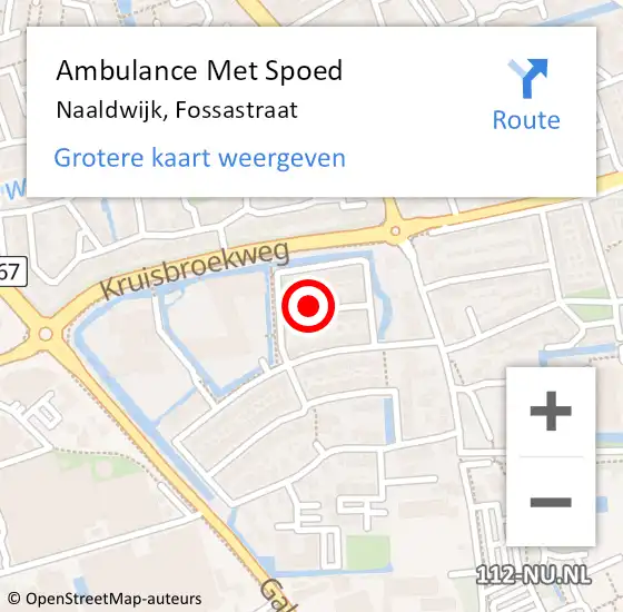 Locatie op kaart van de 112 melding: Ambulance Met Spoed Naar Naaldwijk, Fossastraat op 8 mei 2022 09:15