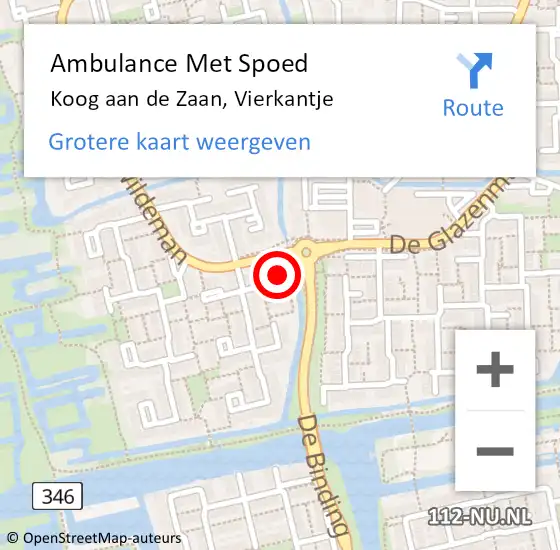 Locatie op kaart van de 112 melding: Ambulance Met Spoed Naar Koog aan de Zaan, Vierkantje op 8 mei 2022 09:17