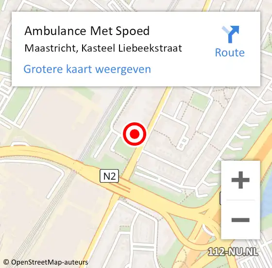 Locatie op kaart van de 112 melding: Ambulance Met Spoed Naar Maastricht, Kasteel Liebeekstraat op 8 mei 2022 09:45