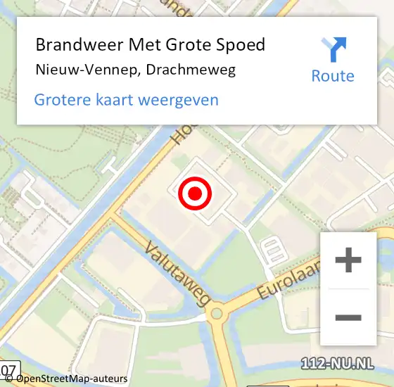 Locatie op kaart van de 112 melding: Brandweer Met Grote Spoed Naar Nieuw-Vennep, Drachmeweg op 8 mei 2022 09:50