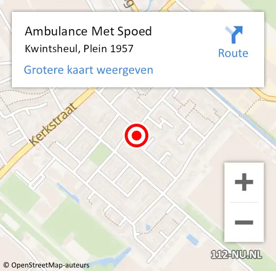 Locatie op kaart van de 112 melding: Ambulance Met Spoed Naar Kwintsheul, Plein 1957 op 8 mei 2022 09:56