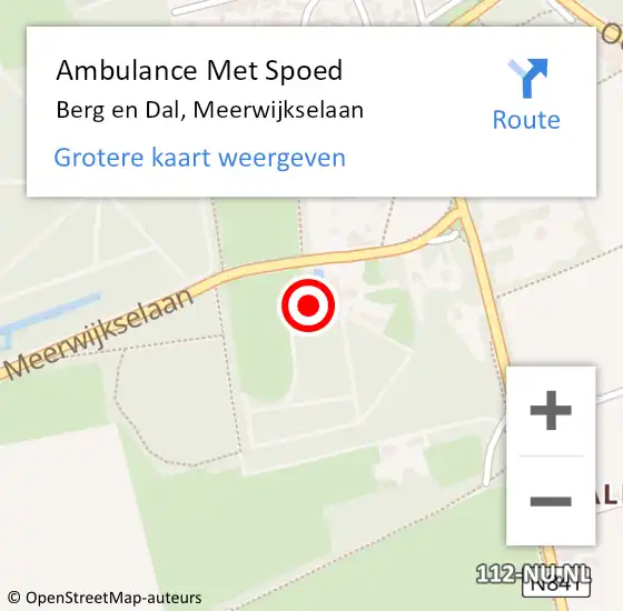 Locatie op kaart van de 112 melding: Ambulance Met Spoed Naar Berg en Dal, Meerwijkselaan op 8 mei 2022 09:58