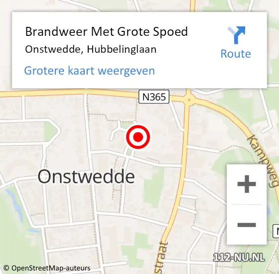 Locatie op kaart van de 112 melding: Brandweer Met Grote Spoed Naar Onstwedde, Hubbelinglaan op 8 mei 2022 10:02