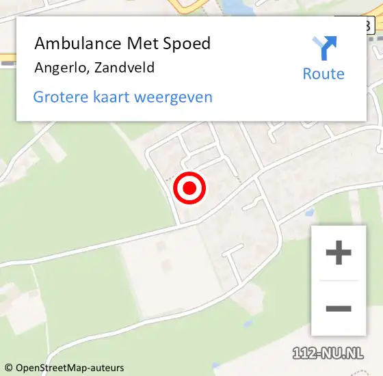 Locatie op kaart van de 112 melding: Ambulance Met Spoed Naar Angerlo, Zandveld op 8 mei 2022 10:27