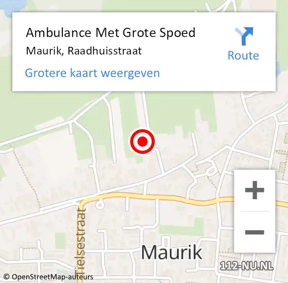 Locatie op kaart van de 112 melding: Ambulance Met Grote Spoed Naar Maurik, Raadhuisstraat op 8 mei 2022 10:32