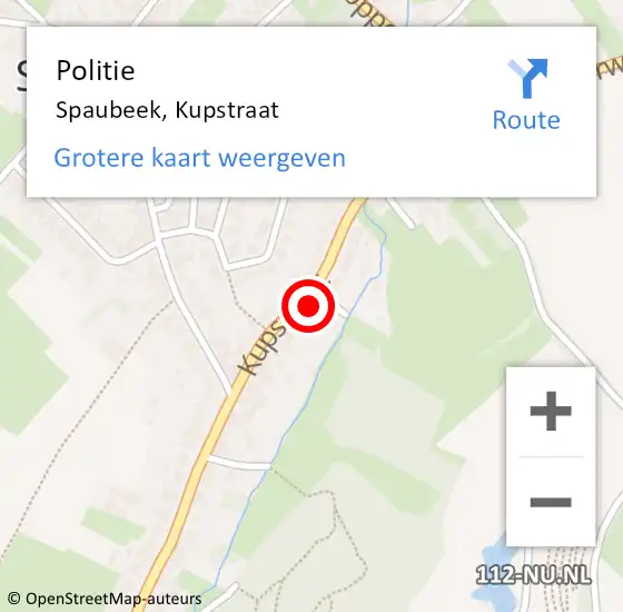 Locatie op kaart van de 112 melding: Politie Spaubeek, Kupstraat op 8 mei 2022 10:36