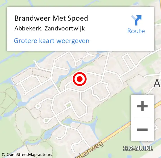 Locatie op kaart van de 112 melding: Brandweer Met Spoed Naar Abbekerk, Zandvoortwijk op 8 mei 2022 11:06