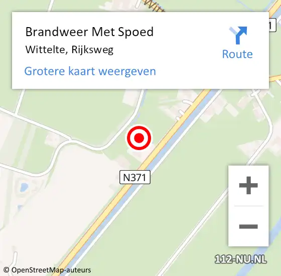 Locatie op kaart van de 112 melding: Brandweer Met Spoed Naar Wittelte, Rijksweg op 8 mei 2022 11:08