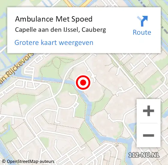 Locatie op kaart van de 112 melding: Ambulance Met Spoed Naar Capelle aan den IJssel, Cauberg op 8 mei 2022 11:23