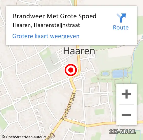 Locatie op kaart van de 112 melding: Brandweer Met Grote Spoed Naar Haaren, Haarensteijnstraat op 8 mei 2022 11:43