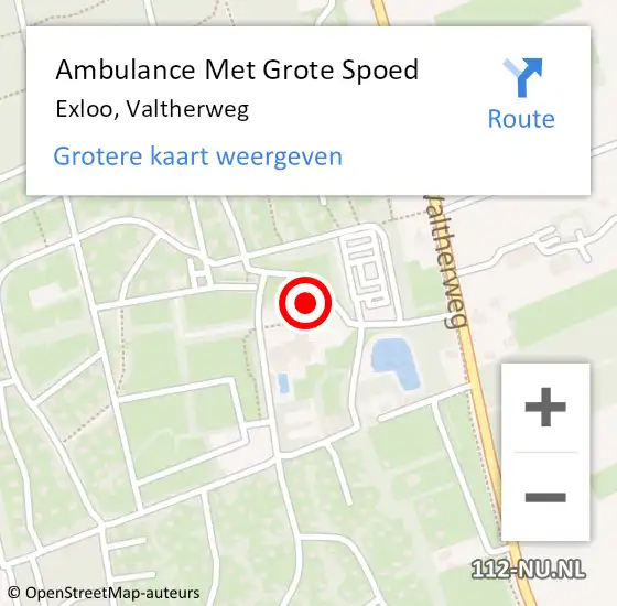 Locatie op kaart van de 112 melding: Ambulance Met Grote Spoed Naar Exloo, Valtherweg op 16 juli 2014 18:20
