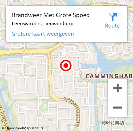 Locatie op kaart van de 112 melding: Brandweer Met Grote Spoed Naar Leeuwarden, Lieuwenburg op 8 mei 2022 12:14