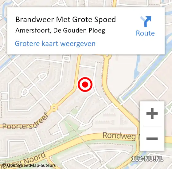 Locatie op kaart van de 112 melding: Brandweer Met Grote Spoed Naar Amersfoort, De Gouden Ploeg op 8 mei 2022 12:15