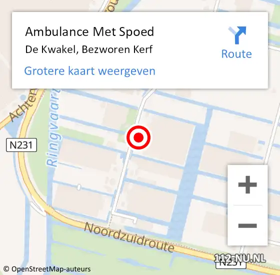 Locatie op kaart van de 112 melding: Ambulance Met Spoed Naar De Kwakel, Bezworen Kerf op 8 mei 2022 12:38