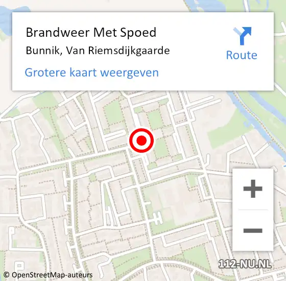 Locatie op kaart van de 112 melding: Brandweer Met Spoed Naar Bunnik, Van Riemsdijkgaarde op 16 juli 2014 18:26