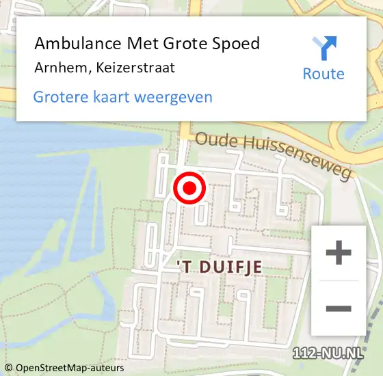 Locatie op kaart van de 112 melding: Ambulance Met Grote Spoed Naar Arnhem, Keizerstraat op 8 mei 2022 12:52