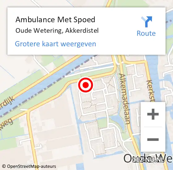 Locatie op kaart van de 112 melding: Ambulance Met Spoed Naar Oude Wetering, Akkerdistel op 8 mei 2022 12:55