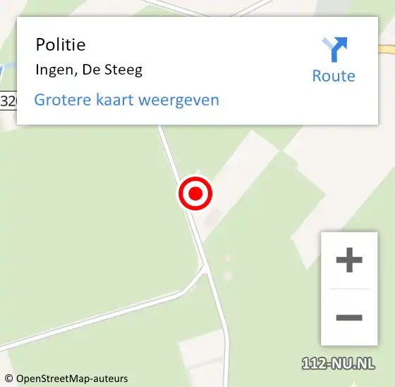 Locatie op kaart van de 112 melding: Politie Ingen, De Steeg op 8 mei 2022 13:13