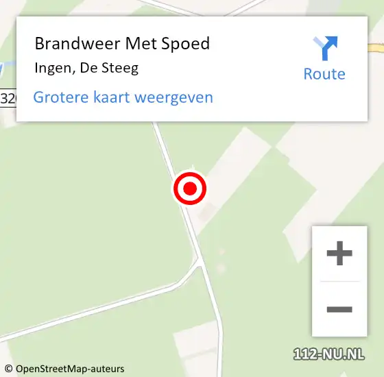 Locatie op kaart van de 112 melding: Brandweer Met Spoed Naar Ingen, De Steeg op 8 mei 2022 13:13