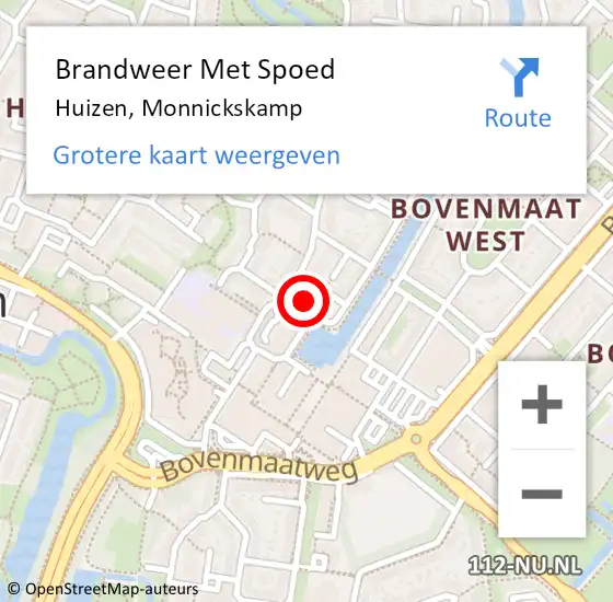 Locatie op kaart van de 112 melding: Brandweer Met Spoed Naar Huizen, Monnickskamp op 8 mei 2022 13:19