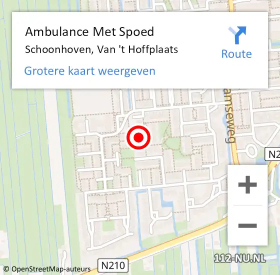 Locatie op kaart van de 112 melding: Ambulance Met Spoed Naar Schoonhoven, Van 't Hoffplaats op 8 mei 2022 13:23