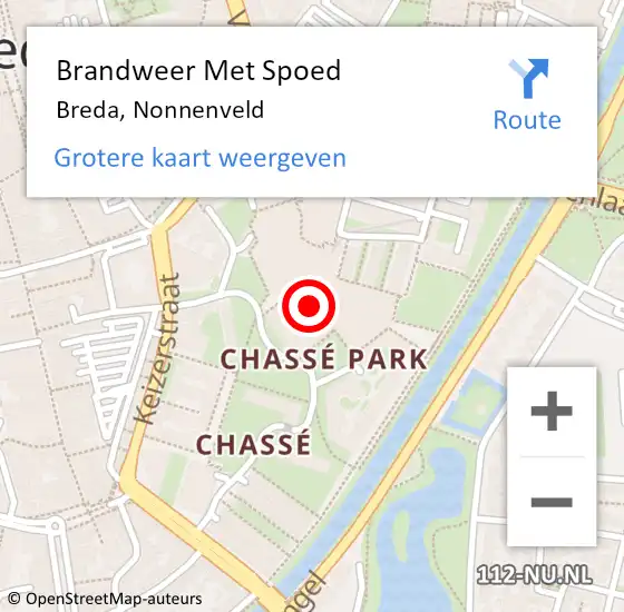 Locatie op kaart van de 112 melding: Brandweer Met Spoed Naar Breda, Nonnenveld op 8 mei 2022 13:36