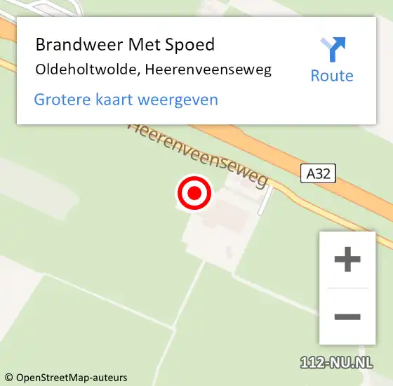 Locatie op kaart van de 112 melding: Brandweer Met Spoed Naar Oldeholtwolde, Heerenveenseweg op 8 mei 2022 13:42