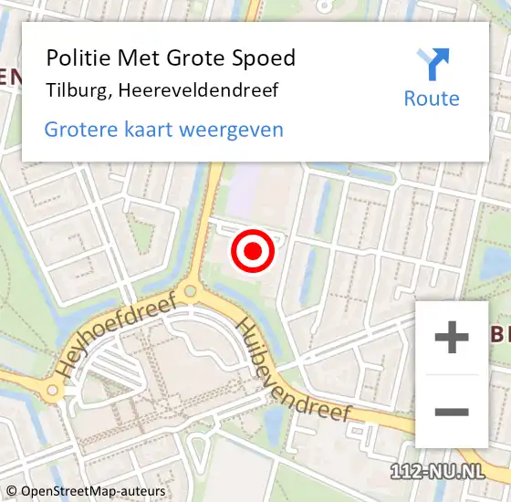 Locatie op kaart van de 112 melding: Politie Met Grote Spoed Naar Tilburg, Heereveldendreef op 8 mei 2022 13:54