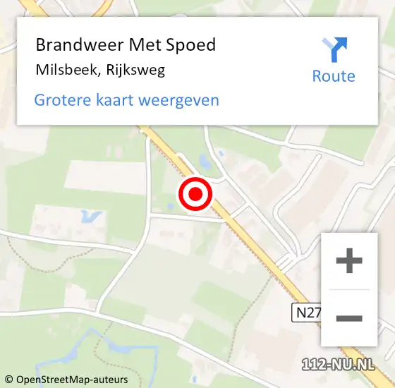 Locatie op kaart van de 112 melding: Brandweer Met Spoed Naar Milsbeek, Rijksweg op 8 mei 2022 14:08
